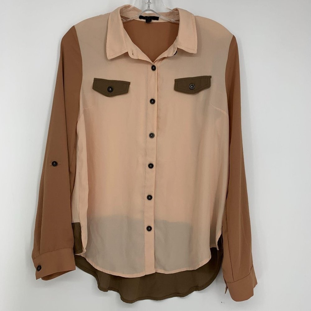 Edge Long Sleeve Button Down Blouse Medium